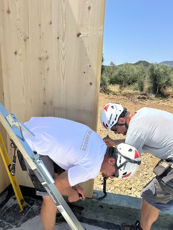 The team assembling the CLT panels in Vasiliki, Lefkada (2)
