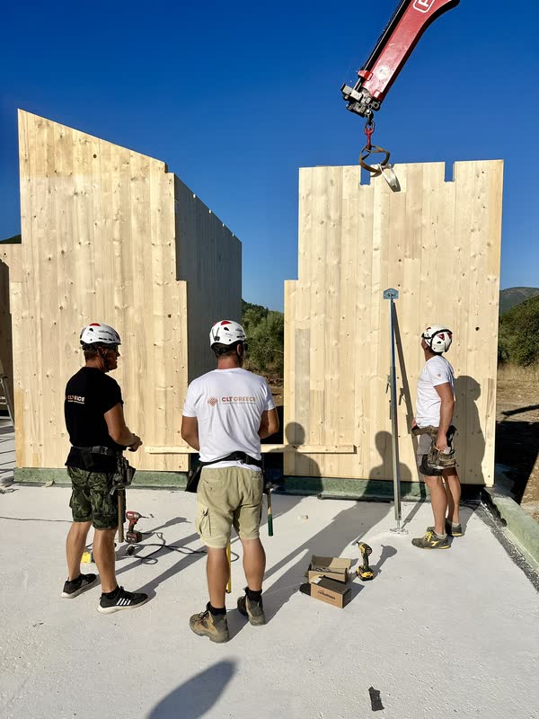 The team assembling the CLT panels in Vasiliki, Lefkada (8)