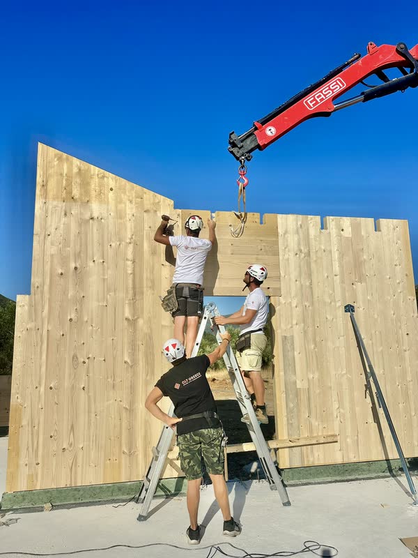 The team assembling the CLT panels in Vasiliki, Lefkada (9)