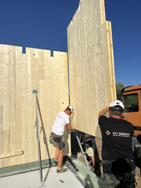 The team assembling the CLT panels in Vasiliki, Lefkada (11)