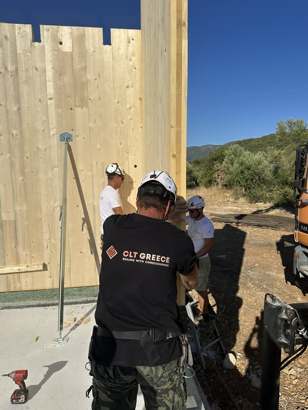 The team assembling the CLT panels in Vasiliki, Lefkada (12)